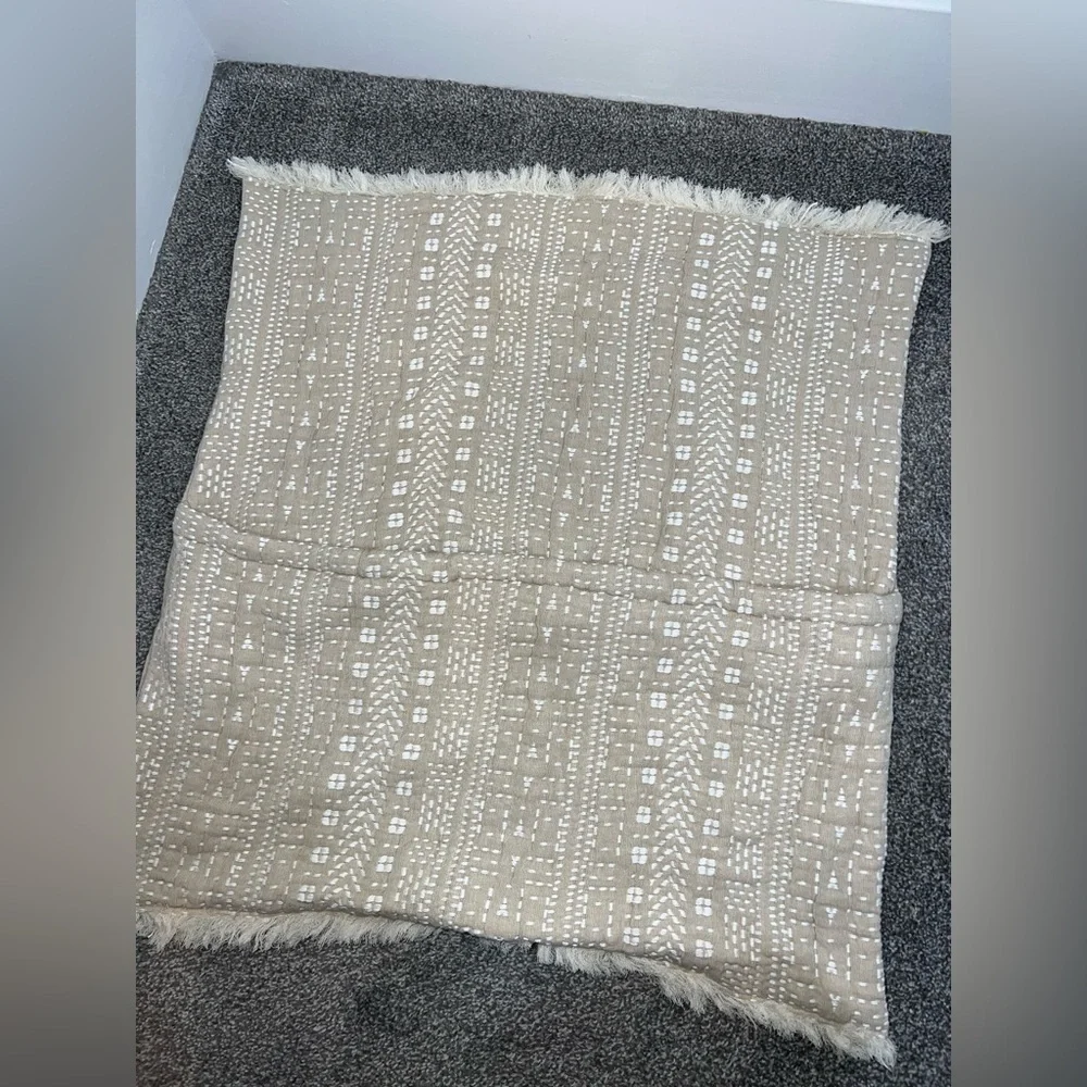 Anthropologie Tan and White Woven pillow case set of 2